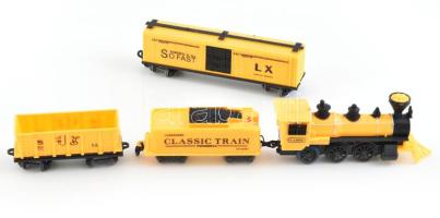 Játék vonat szerelvény, mozdony, szerkocsi, vagonok, elemes meghajtás, világít, működik össz 68 cm