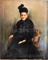Mayer Alajos (1878-?): Idős hölgy portréja. Olaj, vászon, jelzett, sérült, javított. 68,5x55 cm.