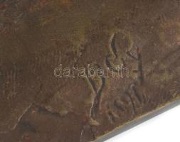 Bezerédi Gyula (1858. - 1925.): Agár 1891. Öntött, patinázott bronz, talapzatán jelzett: B GY 1891, ...