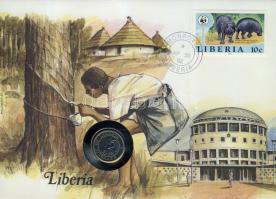 Libéria 1977. 5c bélyeges érmés borítékon, ismertetővel T:1