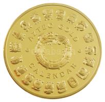 Mexikó DN "Azték Arany Naptár" aranyozott, részben festett fém emlékérem (39mm) T:PP Mexico ND "Aztec Gold Calendar" gilt, partially painted metal medallion (39mm) C:PP