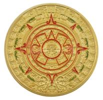 Mexikó DN "Azték Arany Naptár" aranyozott, részben festett fém emlékérem (39mm) T:PP
Mexi...