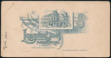 cca 1900 Elsőáldozó fiatal lány portréja, keményhátú fotó Lojanek János nagyváradi műterméből, hátol...