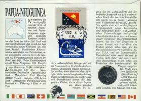 Pápua Új-Guinea 1975. 10t bélyeges érmés borítékon, hátoldali ismertetővel T:1