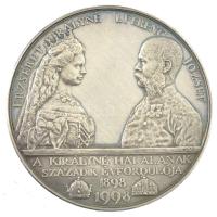Lapis András (1942-) 1998. Erzsébet királyné halálának 100. évfordulója 1898-1998 peremen jelzett Ag emlékérem eredeti dísztokban, a 2/3 unciás (~20,6g) érméhez való tanúsítvánnyal (29,94g/0.999/38,5mm) T:1,1-