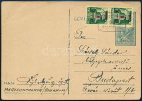 1945 Díjkiegészített díjjegyes levelezőlap postaügynökségi bélyegzéssel