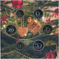 2019. 5Ft-200Ft (6xklf) + "Boldog Karácsonyt" Cu-Zn emlékérem, forgalmi szett dísztokban T...