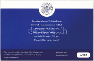 2021. 5Ft Cu-Ni-Zn "75 éves a Forint" első napi veret (6xklf) sorszámozott emléklapon &quo...