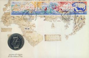 Portugália 1988. 100Esc "Bartolomeu Dias" érmés borítékon bélyegcsíkkal, alkalmi bélyegzővel, hátoldali ismertetővel T:BU