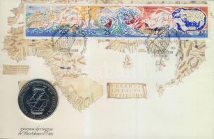 Portugália 1988. 100Esc "Bartolomeu Dias" érmés borítékon bélyegcsíkkal, alkalmi bélyegzővel, hátoldali ismertetővel T:BU