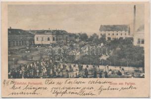 1906 Perlasz, Perlez; Gőzmalom, piac Boskovitz Márkus kiadása / steam mill, market (ázott / wet damage)