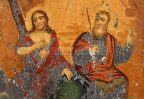 2 db antik szent kép, kézzel festett fémlemez, jelzés nélkül. Mariazell bazilika és Szent Háromság. ...