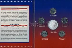 USA 2006. 1/4$ 5db klf "Colorado, Dél-Dakota, Észak-Dakota, Nevada, Nebraska" + 1$ Ag 1oz. "Liberty" díszszettben T:1