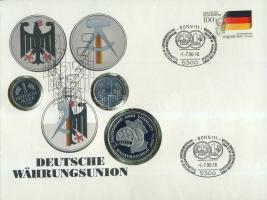 NSZK 1990. 1M + NDK 1978. 1M T:1 + egyesült Németország 1990. "Német egység" T:PP bélyeges érmés borítékon, alkalmi bélyegzővel, hátoldali ismertetővel
