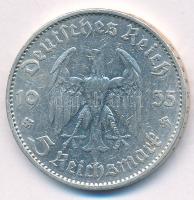 Német Harmadik Birodalom 1935D 5M Ag "Náci hatalom első évfordulója / Potsdami Garrison templom...