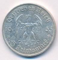 Német Harmadik Birodalom 1935E 5M Ag "Náci hatalom első évfordulója / Potsdami Garrison templom...