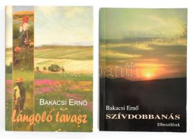 Bakacsi Ernő: Szívdobbanás.+ Lángoló tavasz. A szerző által Somos Béla (1938-1?) író, költő, pedagógus részére DEDIKÁLT példányok. Bp., 2010-2012.,Hungarovox. Kiadói papírkötések.