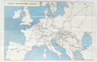 1967 Magyarország vasúti térképe - Külföldi összeköttetések hálózata. Készítette: Hercsuth Ferenc MÁV főfelügyelő. Kétoldalas térkép, jó állapotban, 64x40 cm