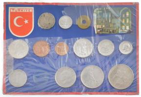 Törökország 13db-os szuvenír érmetétel sérült díszcsomagolásban T:1--3 Turkey 13pcs souvenir coin lot in damaged package C:UNC-F