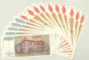 Jugoszlávia 1993. 5.000.000.000D (10x) sorszámkövetők "AA 6078321 - AA 6078330" + 50.000.0...