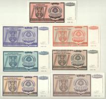 Horvátország / Krajna Szerb Köztársaság / Knin 1993. 100.000D + 1.000.000D + 20.000.000D + 100.000.0...