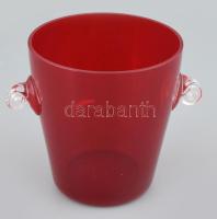 Piros üveg jégtartó, hibátlan, m: 10 cm