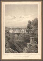 1858 Ludwig Rohbock (1820-1883) - J. M. Kolb: Vaspályaudvar Pozsonyban (Felvidék), acélmetszet, jó á...