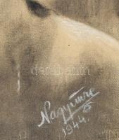 Nagy Imre (?-): Fiatal hölgy portréja, 1944. Szén, papír. Jelzett. Lapszéli szakadásokkal. 44x30 cm