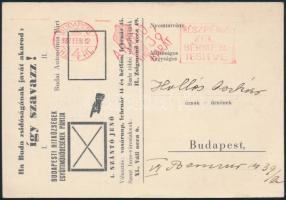 1937 Budai hitközségi választáson a Budai Autonomia Párt helyett a Budapesti Együttműködési Pártra való szavazásra biztató levelezőlap, szép állapotban