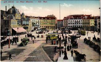 Nice, Nizza; La Place Massena / square, tram, market, shops (EK)