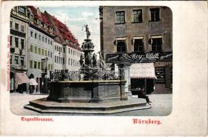 Nürnberg, Nuremberg; Tugendbrunnen / fountain, Jockey-Club (EK)