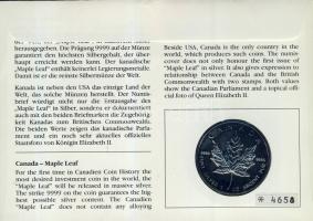 Kanada 1989. 5$ Ag 31,3g érmés borítékon 2 db bélyeggel, elsőnapi bélyegzővel, hátoldali ismertetőve...