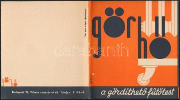 cca 1930 Görhő, gördülő fűtőtest ismertető leporelló füzet, rendkívül dekoratív, art-deco rajzokkal, szign.: Irsai István (1896-1968), szép állapotban