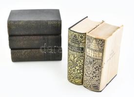 5 db Pesti Hírlap kiadású lexikon, jó állapotú egészvászon kötésben, egyik ritkán látható eredeti papírborítóval.