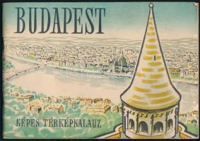 Budapesti képes térképkalauz. Szerk.: Szöllősi Ernő. Bp., 1957, Fővárosi Idegenforgalmi Hivatal (Kossuth-ny.), 64 p. Fekete-fehér képekkel gazdagon illusztrált. Kiadói tűzött papírkötés, kissé koszos borítóval.