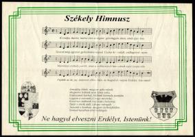 Székely Himnusz nyomtatvány kottával, 30x21 cm