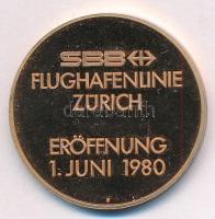 Svájc 1980. Repülőtérre vezető metróvonal, Zürich kétoldalas bronz emlékérem (33mm) T:PP Switzerland 1980. Subway line to the airport, Zürich two-sided bronze medallion (33mm) C:PP