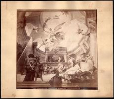 cca 1900 Munkácsy Mihály kupolafreskója a bécsi Képzőművészeti Múzeumban (Wien, Kunsthistorisches Museum). Nagyméretű fotó, fénynyomat, kartonra kasírozva, a karton kissé foltos, 24x23,5 cm