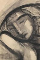 Hetényi Tibor (1891-1977): Anya gyermekével. Lavírozott tus, papír, jelzés nélkül, paszpartuban, hát...