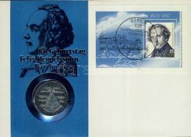 NSZK 1984. 5M "Mendelssohn" érmés borítékon bélyegblokkal, alkalmi bélyegzővel, hátoldali ismertető tanúsítvánnyal T:2 Csak 5000 db!