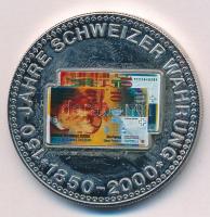 Svájc DN 150 éves a svájci valuta fém emlékérem kapszulában (40mm) T:1  Switzerland ND 150 years of Swiss currency 1850-2000 metal commemorative medallion in capsule (40mm) C:UNC