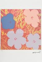 Andy Warhol (1928-1987): Flowers. Ofszet litográfia, papír. Sorszámozott: 25/100, jelzett a nyomaton. Georges Israel editeur szárazpecséttel is jelzett, tanúsítvánnyal. 36x236 cm / Lithography with attest