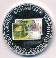 Svájc DN 150 éves a svájci valuta fém emlékérem kapszulában (40mm) T:1  Switzerland ND 150 years of Swiss currency 1850-2000 metal commemorative medallion in capsule (40mm) C:UNC