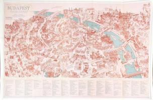 Budapest építészeti nevezetességei + Budapest grafikai látképe, 2 db modern, nagyméretű térkép, 63x63 cm és 100x70 cm
