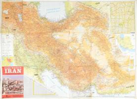 1990 Irán térképe, nagyméretű, kis szakadásokkal, 69x49 cm / Map of Iran, large-size, with small tears