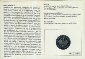 NSZK 1988. 2M "Ludwig Erhard" bélyeges érmés borítékon alkalmi bélyegzővel, hátoldali isme...