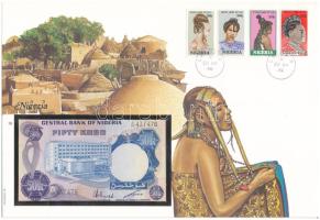 Nigéria 1976-1978. 50K felbélyegzett borítékban, bélyegzéssel T:I Nigeria 1976-1978. 50 Kobo in envelope with stamp and cancellation C:UNC