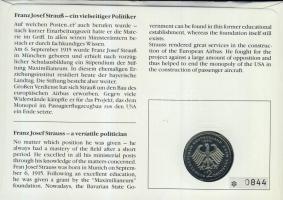 NSZK 1990. 2M "Franz-Josef Strauß" érmés, bélyeges borítékon alkalmi bélyegzővel, hátoldal...