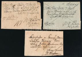 1837-1838 3 db bélyeg előtti levél Kalocsáról PAKS feladással Nagyváradra (ugyanaz a levelezés)