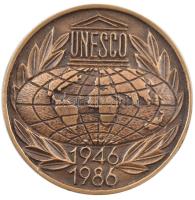 1986. UNESCO 1946-1986 / Magyar UNESCO Bizottság kétoldalas öntött bronz emlékérem (74mm) T:1-